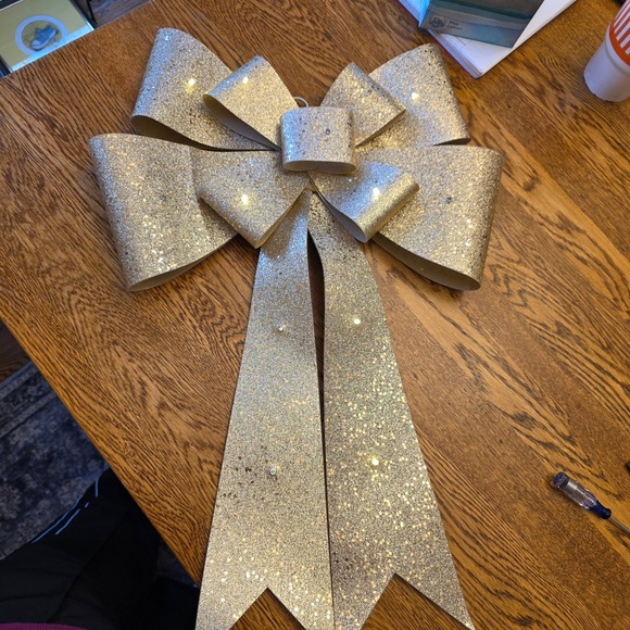 Gold Glitter Christmas Wedding  LED Lights Battery Operated Decoration 24" - Picture 6 of 14